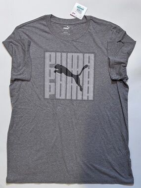 NWT Puma Graphic Wording Men's T-Shirt Medium Gray Heather Size Large
